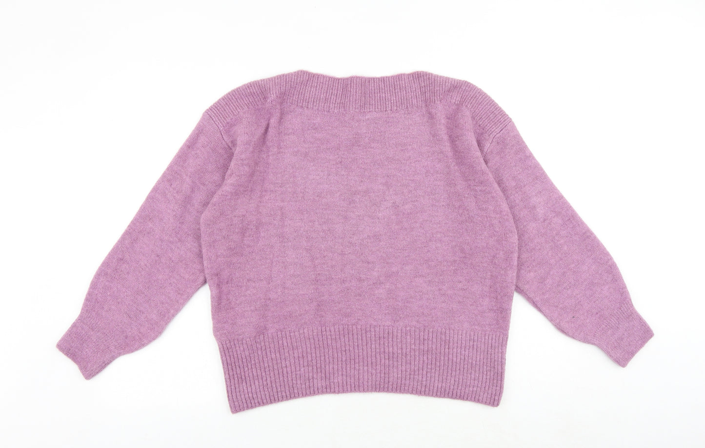 Marks and Spencer Womens Purple Boat Neck Acrylic Pullover Jumper Size L