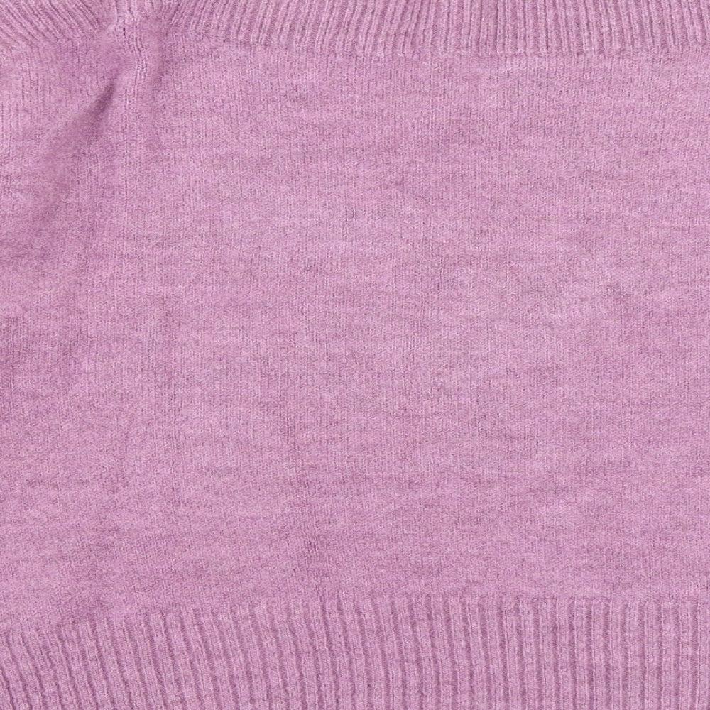 Marks and Spencer Womens Purple Boat Neck Acrylic Pullover Jumper Size L