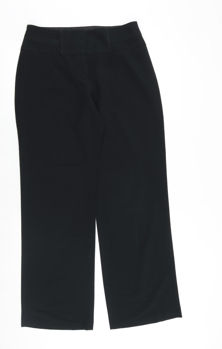 Marks and Spencer Womens Black Polyester Trousers Size 12 Regular Zip