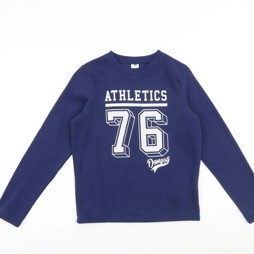 DOMYOS Girls Blue Cotton Pullover Sweatshirt Size 12 Years Pullover