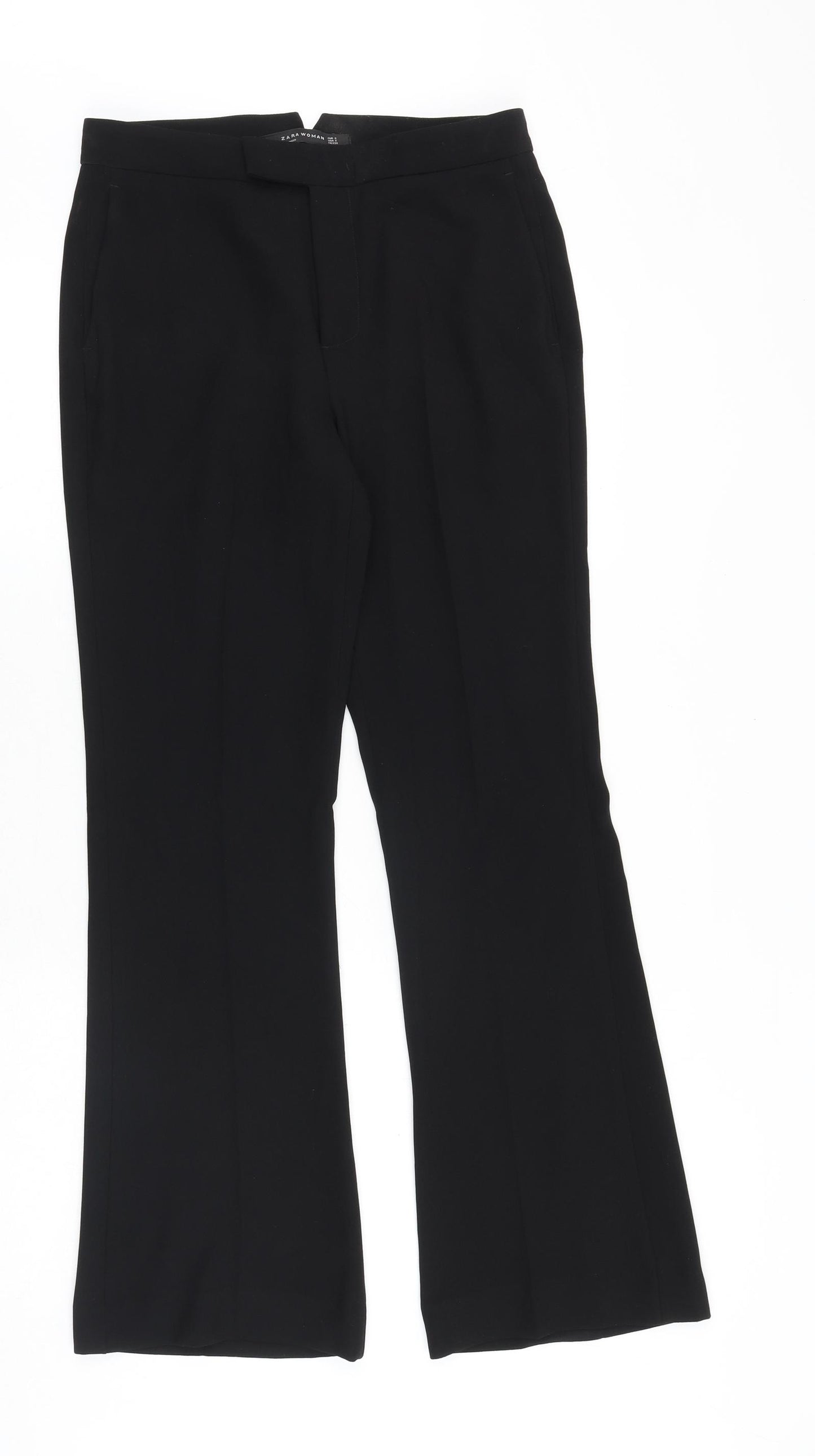 Zara Womens Black Polyester Dress Pants Trousers Size S Regular Zip