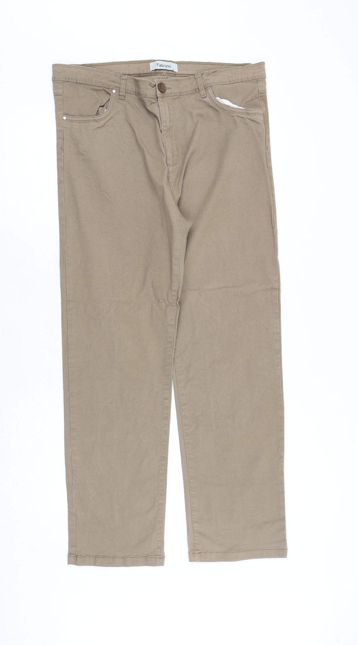 Fabrizio Womens Brown Cotton Straight Jeans Size 14 Regular Zip