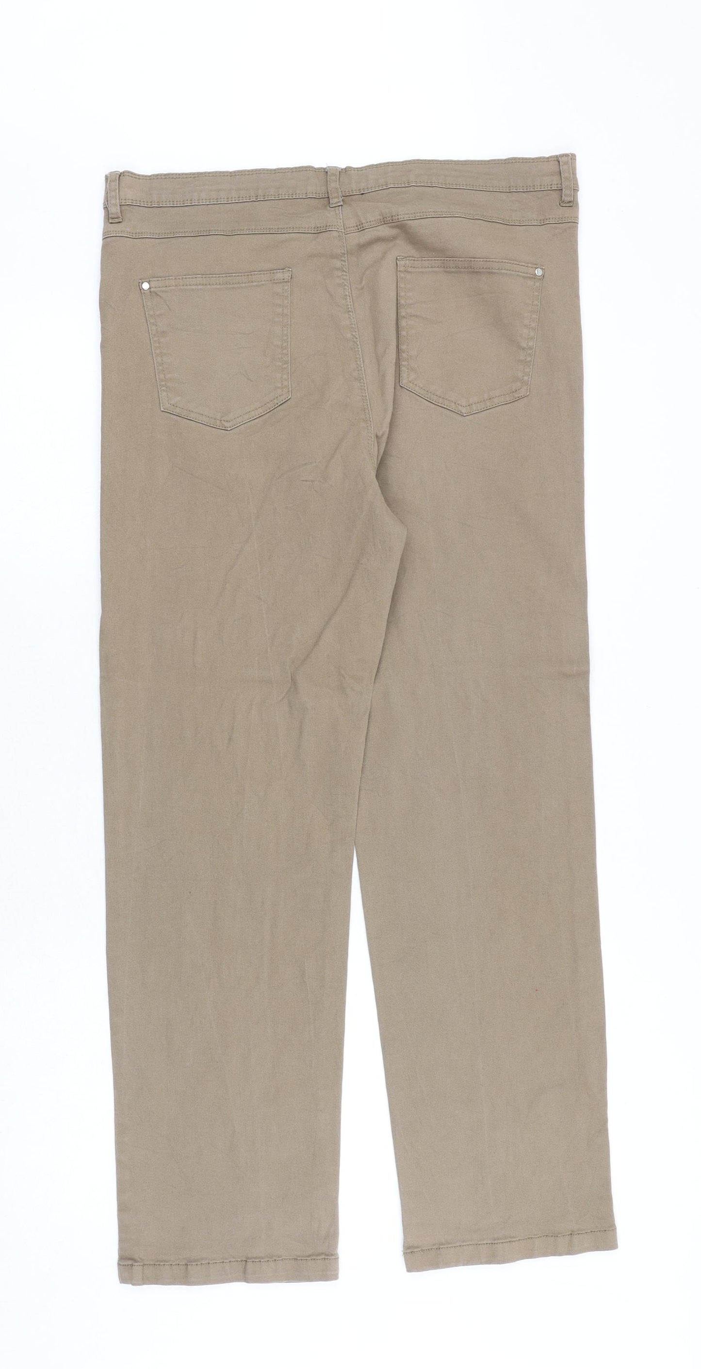 Fabrizio Womens Brown Cotton Straight Jeans Size 14 Regular Zip