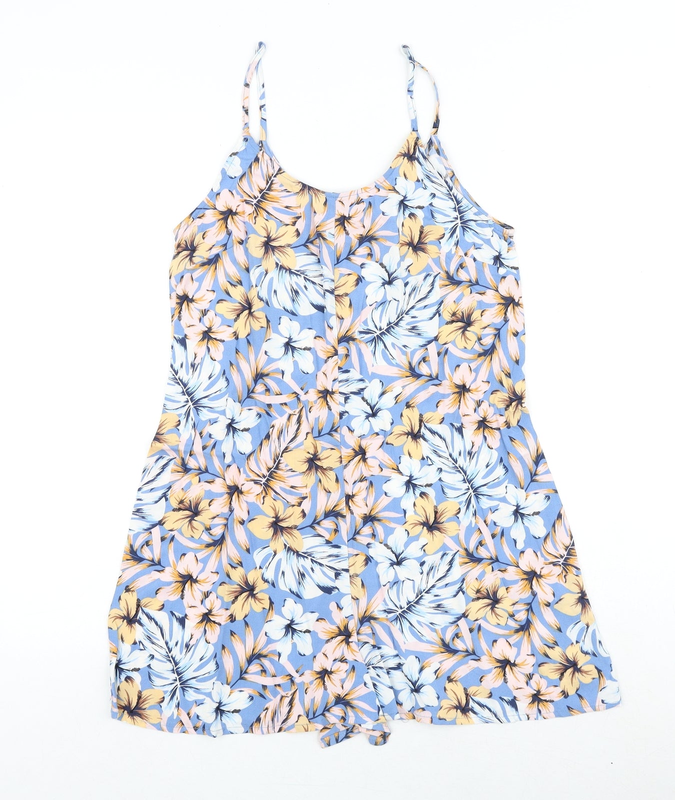 New Look Womens Blue Floral Viscose Playsuit One-Piece Size 6 Pullover