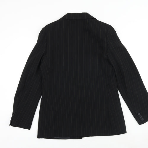 Klass Womens Black Pinstripe Polyester Jacket Suit Jacket Size 12