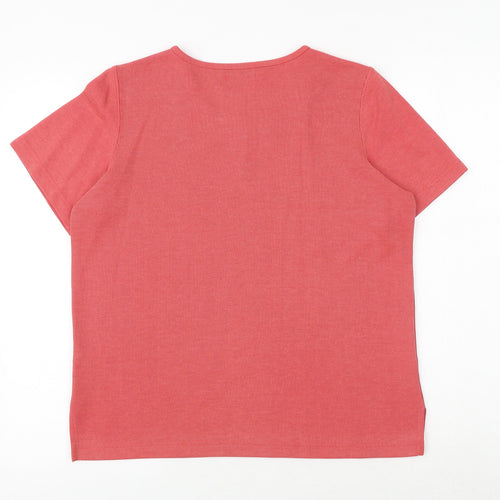 Bonmarché Womens Pink Striped Cotton Basic Blouse Size S Square Neck