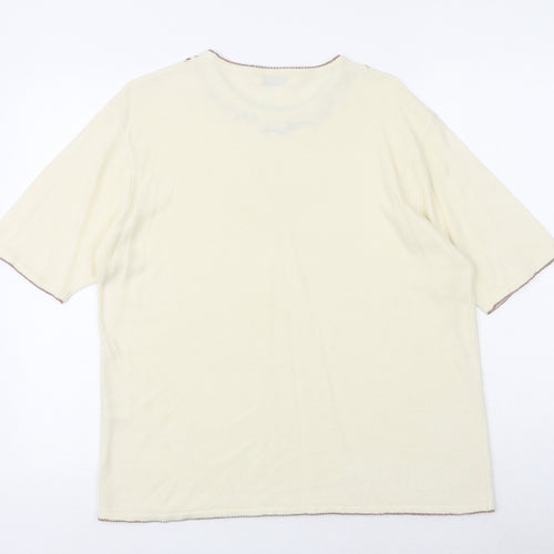 Bonmarché Womens Ivory Round Neck Acrylic Pullover Jumper Size XL