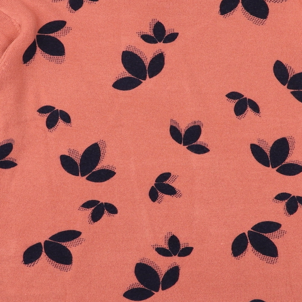 Marks and Spencer Womens Pink Round Neck Floral Acrylic Pullover Jumper Size 14