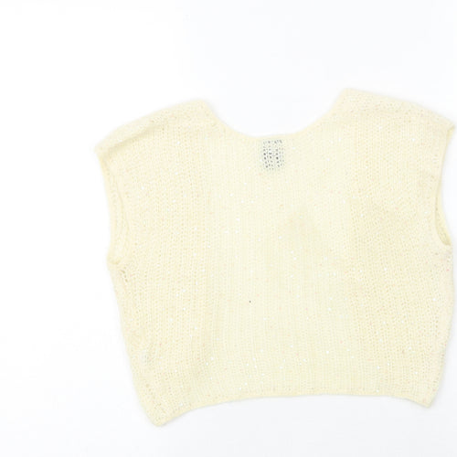 Gap Womens Ivory V-Neck Nylon Vest Jumper Size XS