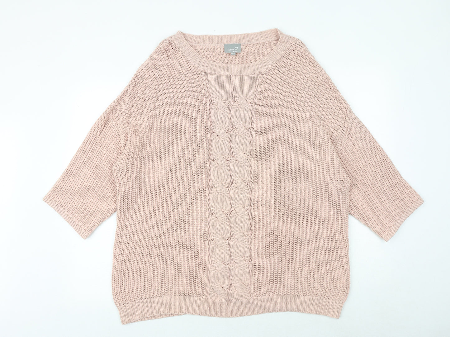 Lottie Loves Womens Pink Round Neck Acrylic Pullover Jumper Size 20
