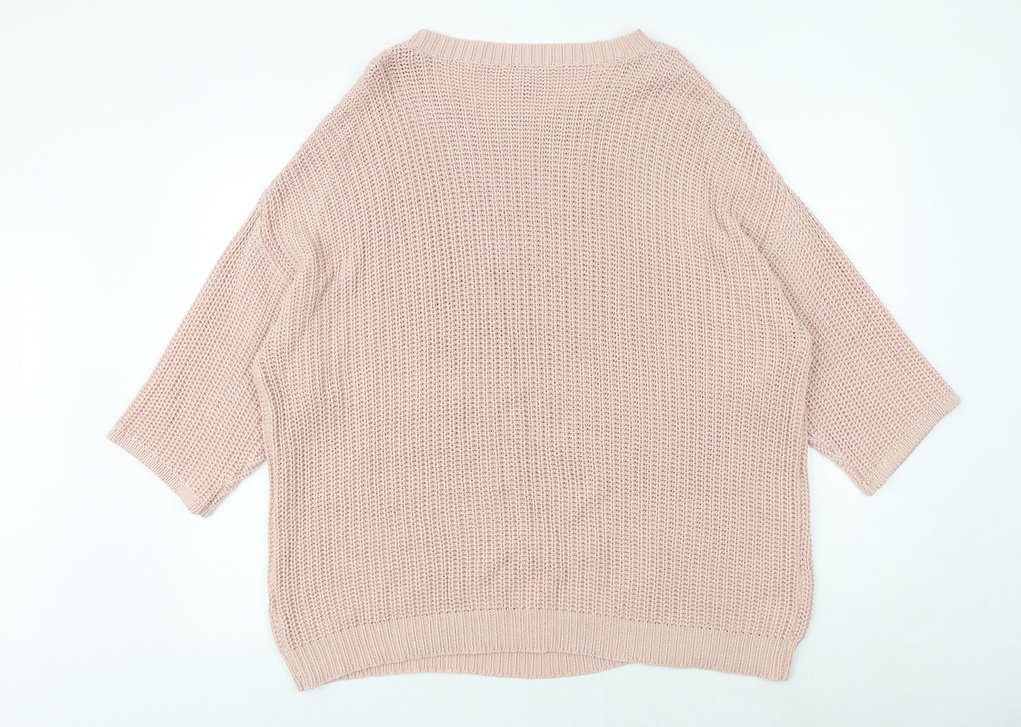 Lottie Loves Womens Pink Round Neck Acrylic Pullover Jumper Size 20