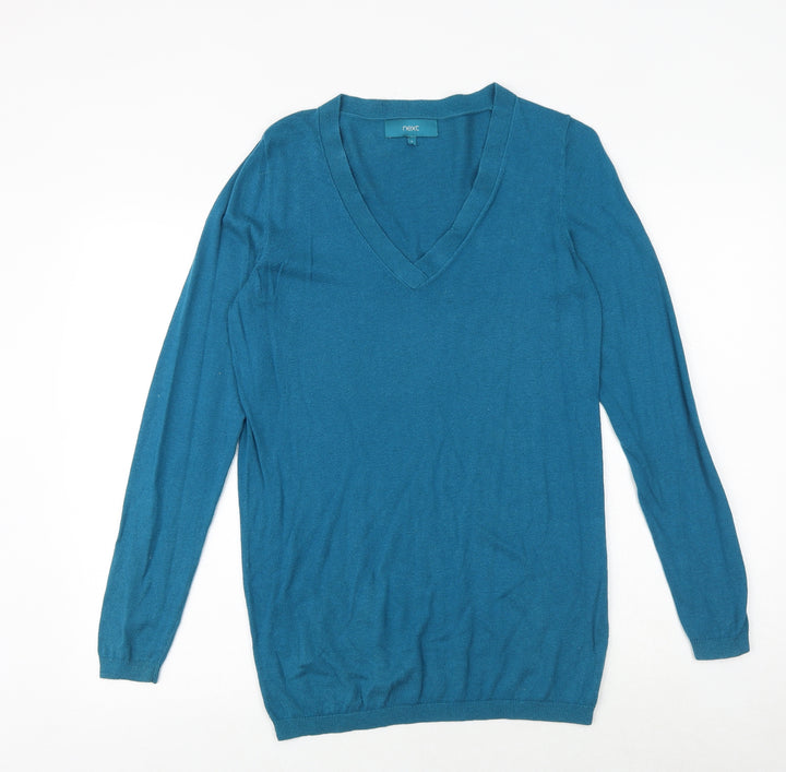 NEXT Womens Green V-Neck Acrylic Pullover Jumper Size 8