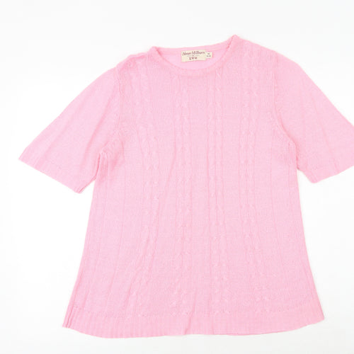 EWM Womens Pink Polyester Basic T-Shirt Size 14 Round Neck