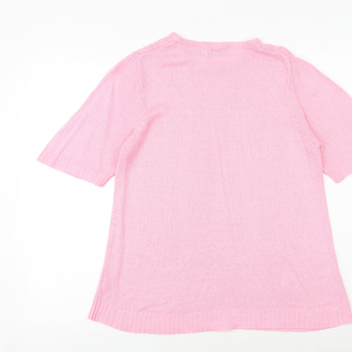 EWM Womens Pink Polyester Basic T-Shirt Size 14 Round Neck