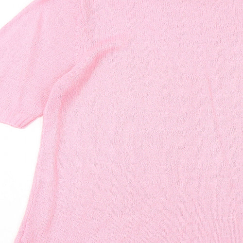 EWM Womens Pink Polyester Basic T-Shirt Size 14 Round Neck