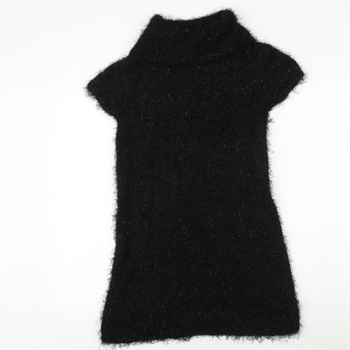 Julien Macdonald Girls Black Geometric Polyester A-Line Size 15 Years Mock Neck Pullover