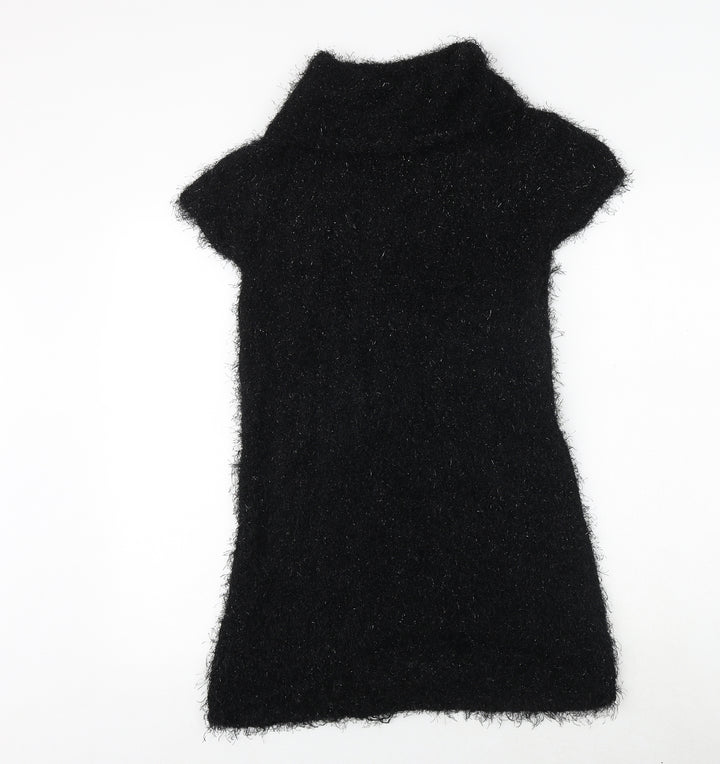 Julien Macdonald Girls Black Geometric Polyester A-Line Size 15 Years Mock Neck Pullover