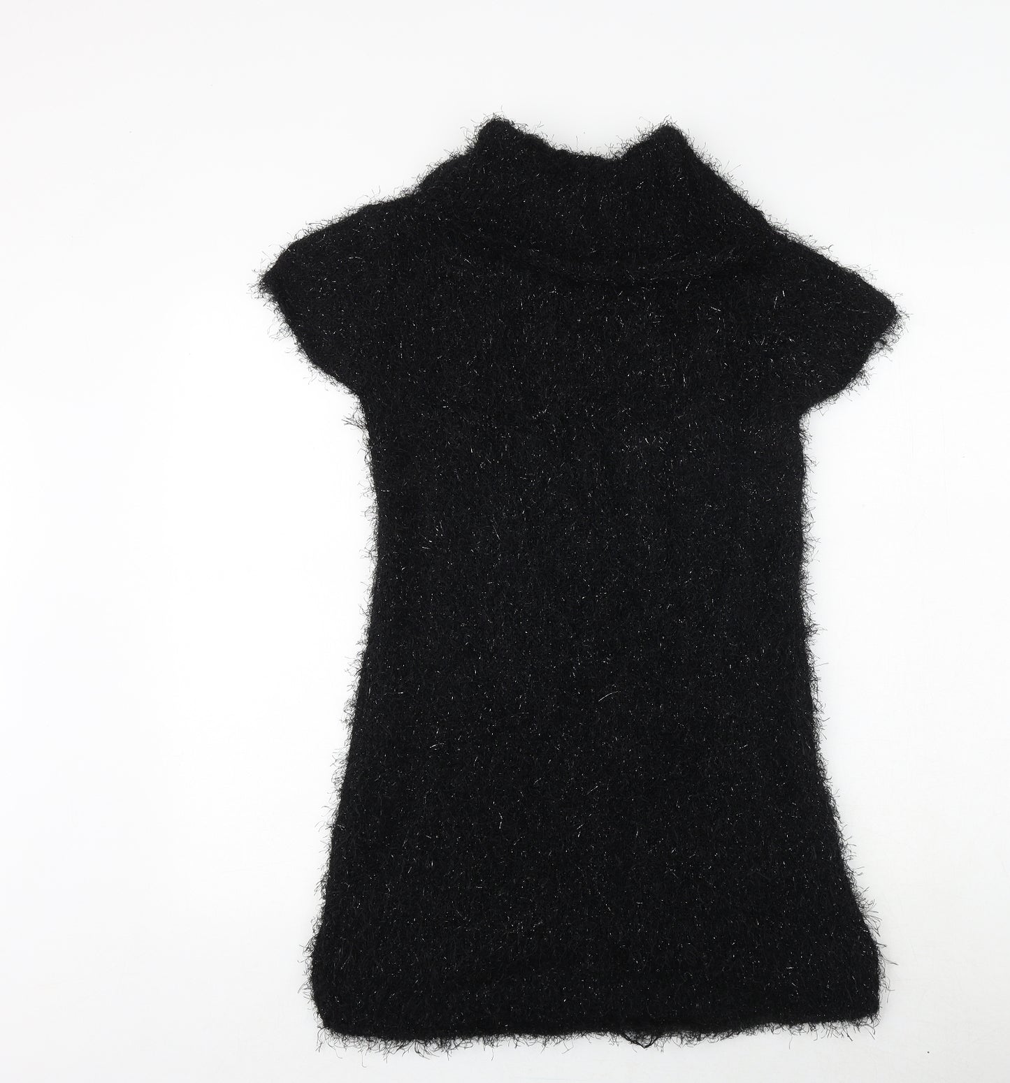 Julien Macdonald Girls Black Geometric Polyester A-Line Size 15 Years Mock Neck Pullover
