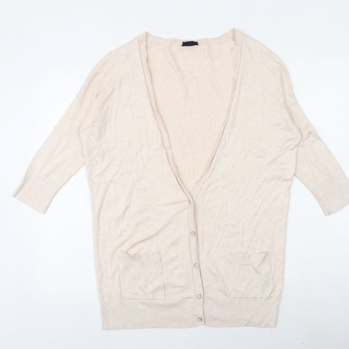 Topshop Womens Pink V-Neck Viscose Cardigan Jumper Size 10