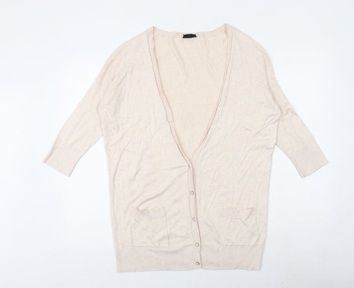 Topshop Womens Pink V-Neck Viscose Cardigan Jumper Size 10