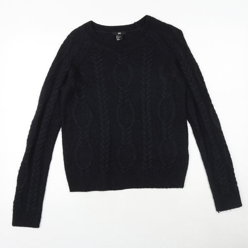 H&M Womens Black Round Neck Acrylic Pullover Jumper Size S