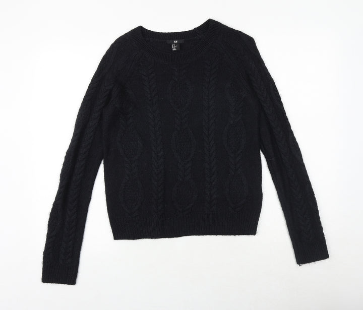 H&M Womens Black Round Neck Acrylic Pullover Jumper Size S