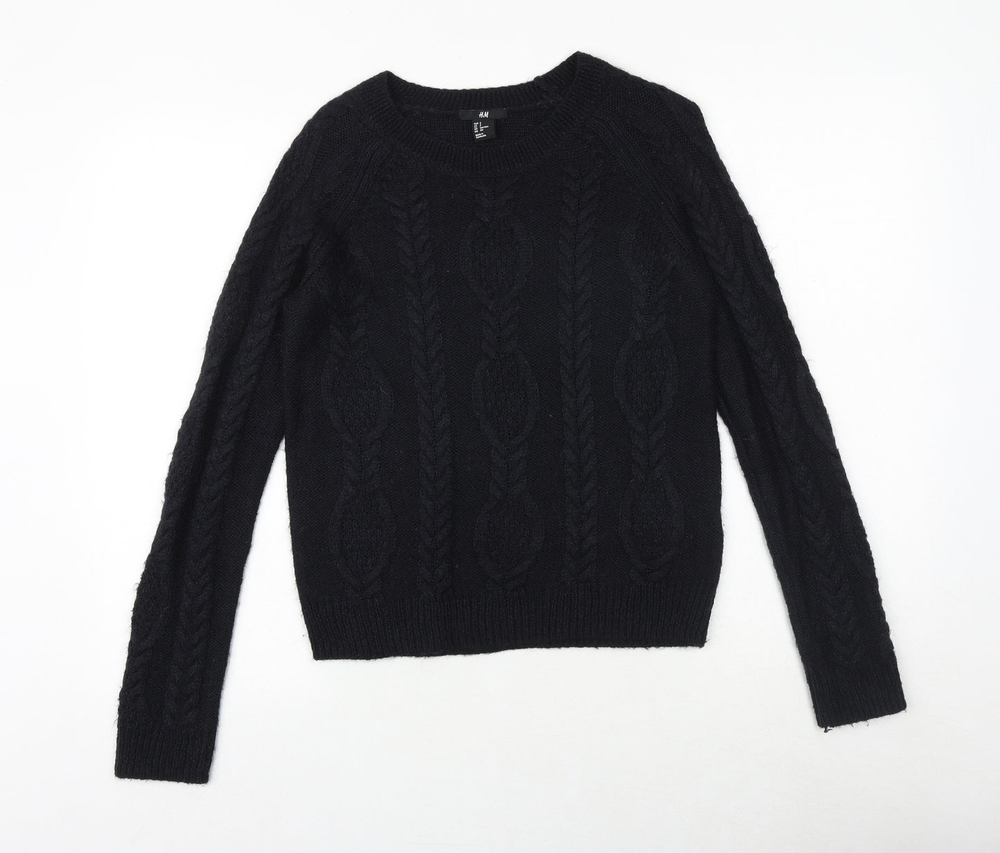 H&M Womens Black Round Neck Acrylic Pullover Jumper Size S