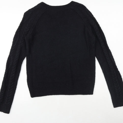 H&M Womens Black Round Neck Acrylic Pullover Jumper Size S