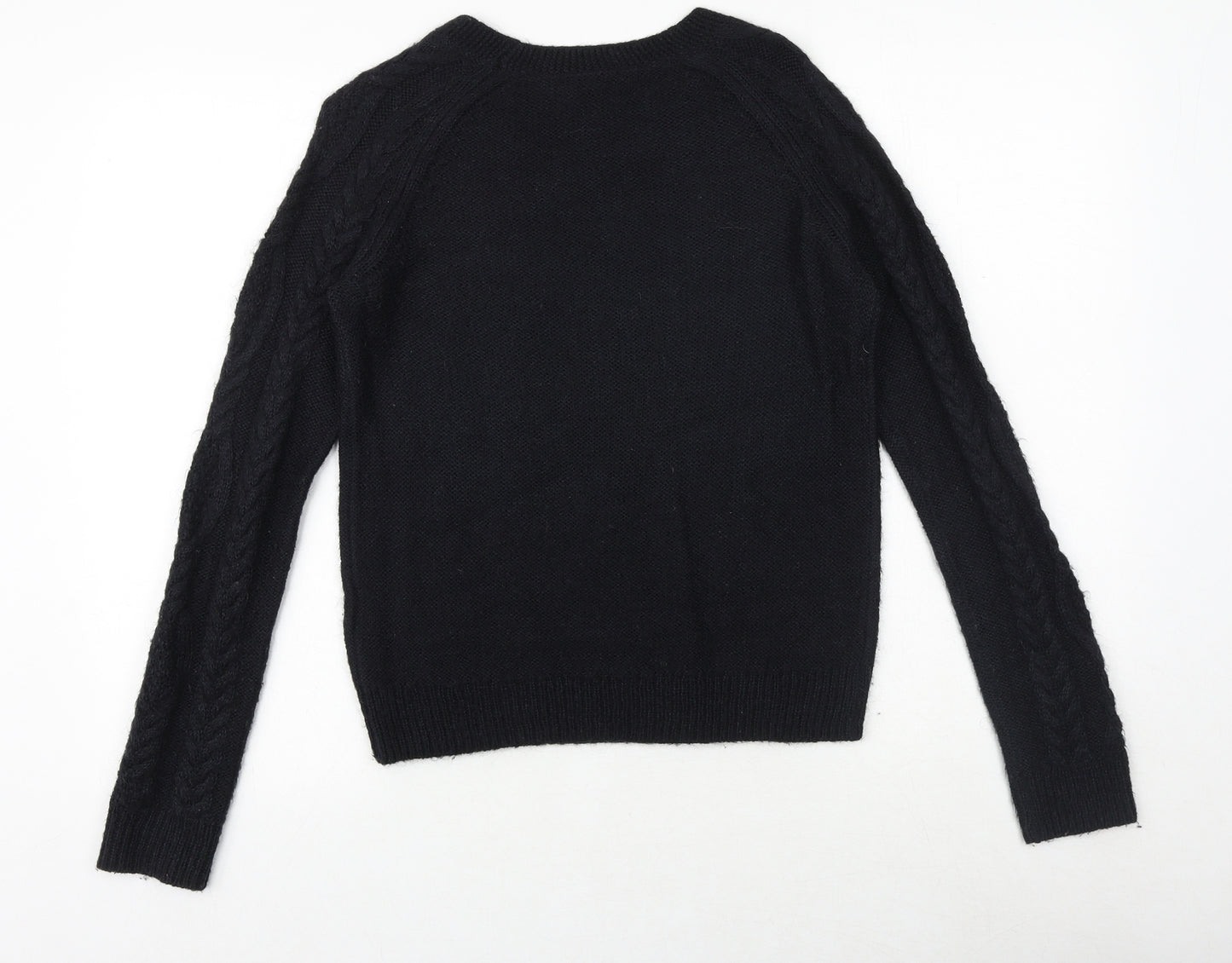 H&M Womens Black Round Neck Acrylic Pullover Jumper Size S
