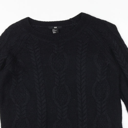 H&M Womens Black Round Neck Acrylic Pullover Jumper Size S