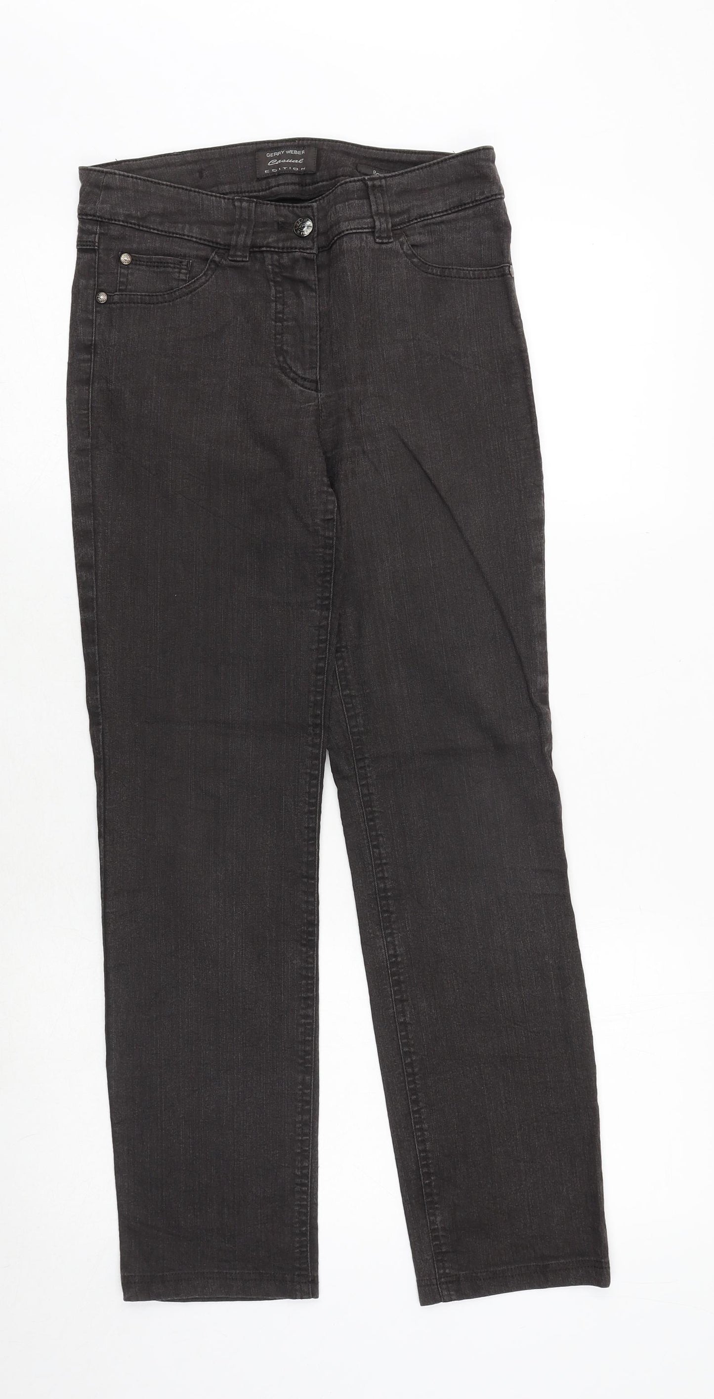Gerry Weber Womens Grey Cotton Straight Jeans Size 28 in Regular Zip