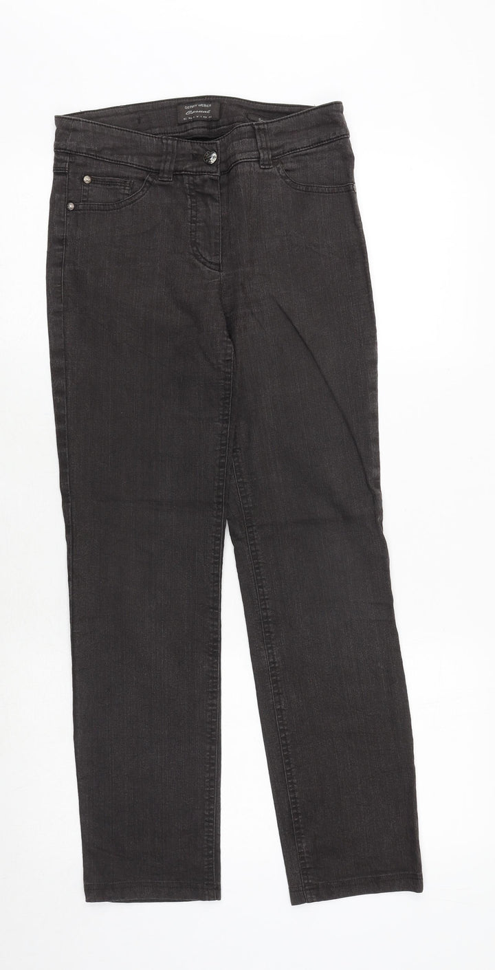 Gerry Weber Womens Grey Cotton Straight Jeans Size 28 in Regular Zip