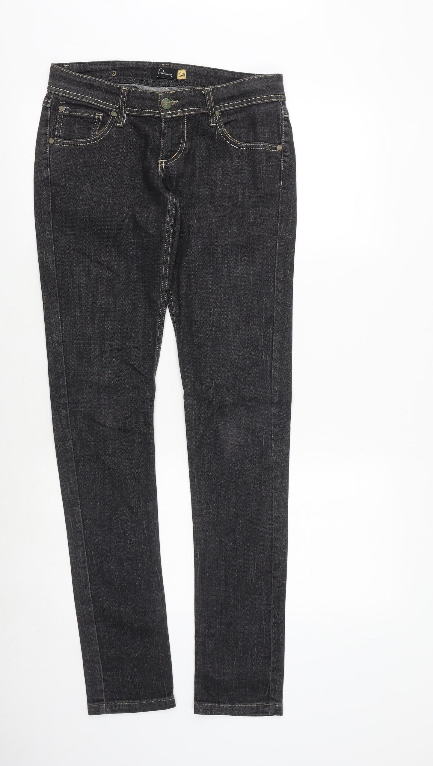 Stradivarius Womens Grey Cotton Skinny Jeans Size 10 Regular Zip