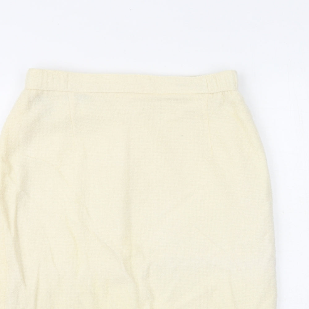 Alexon Womens Ivory Wool Straight & Pencil Skirt Size 14 Zip