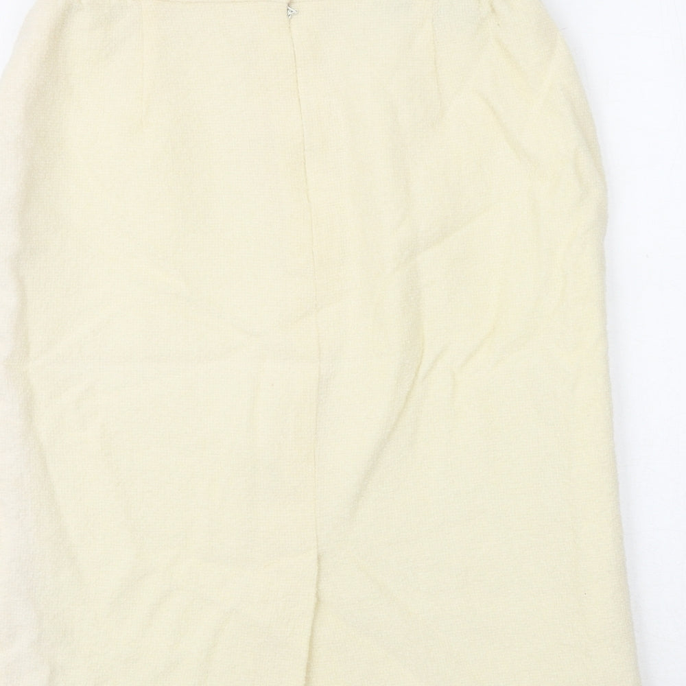 Alexon Womens Ivory Wool Straight & Pencil Skirt Size 14 Zip
