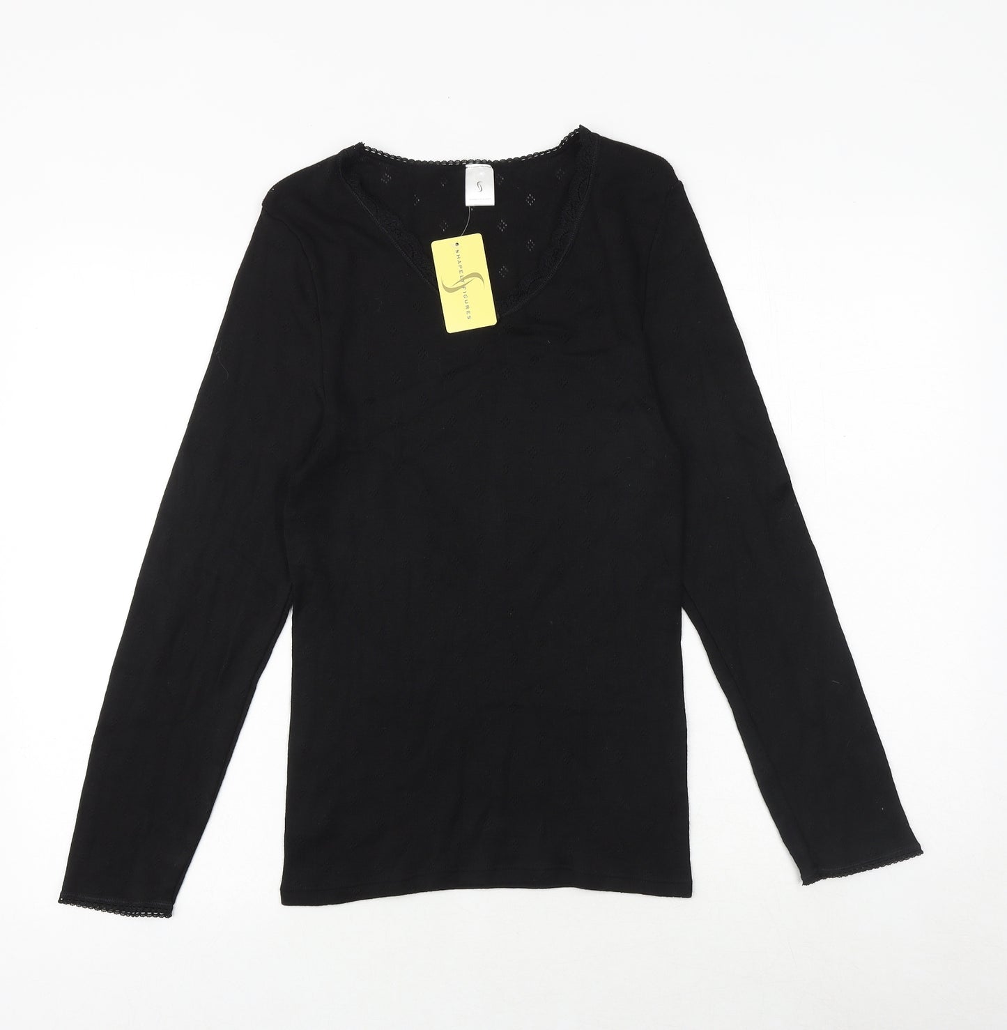 Shapeley Figures Womens Black Viscose Basic T-Shirt Size 20 Round Neck