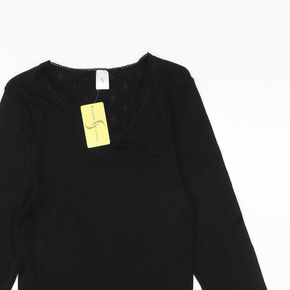 Shapeley Figures Womens Black Viscose Basic T-Shirt Size 20 Round Neck