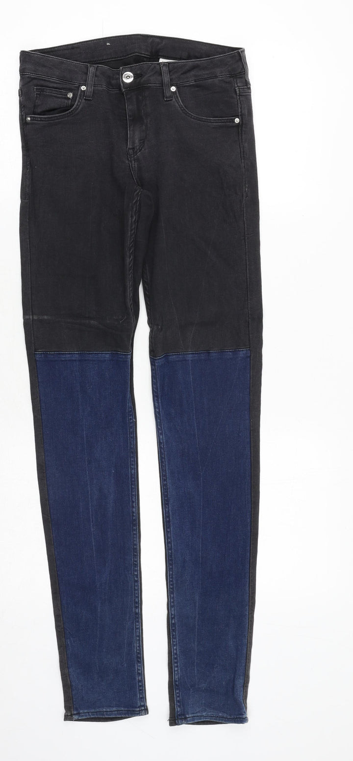 H&M Womens Black Cotton Skinny Jeans Size 27 in Regular Zip