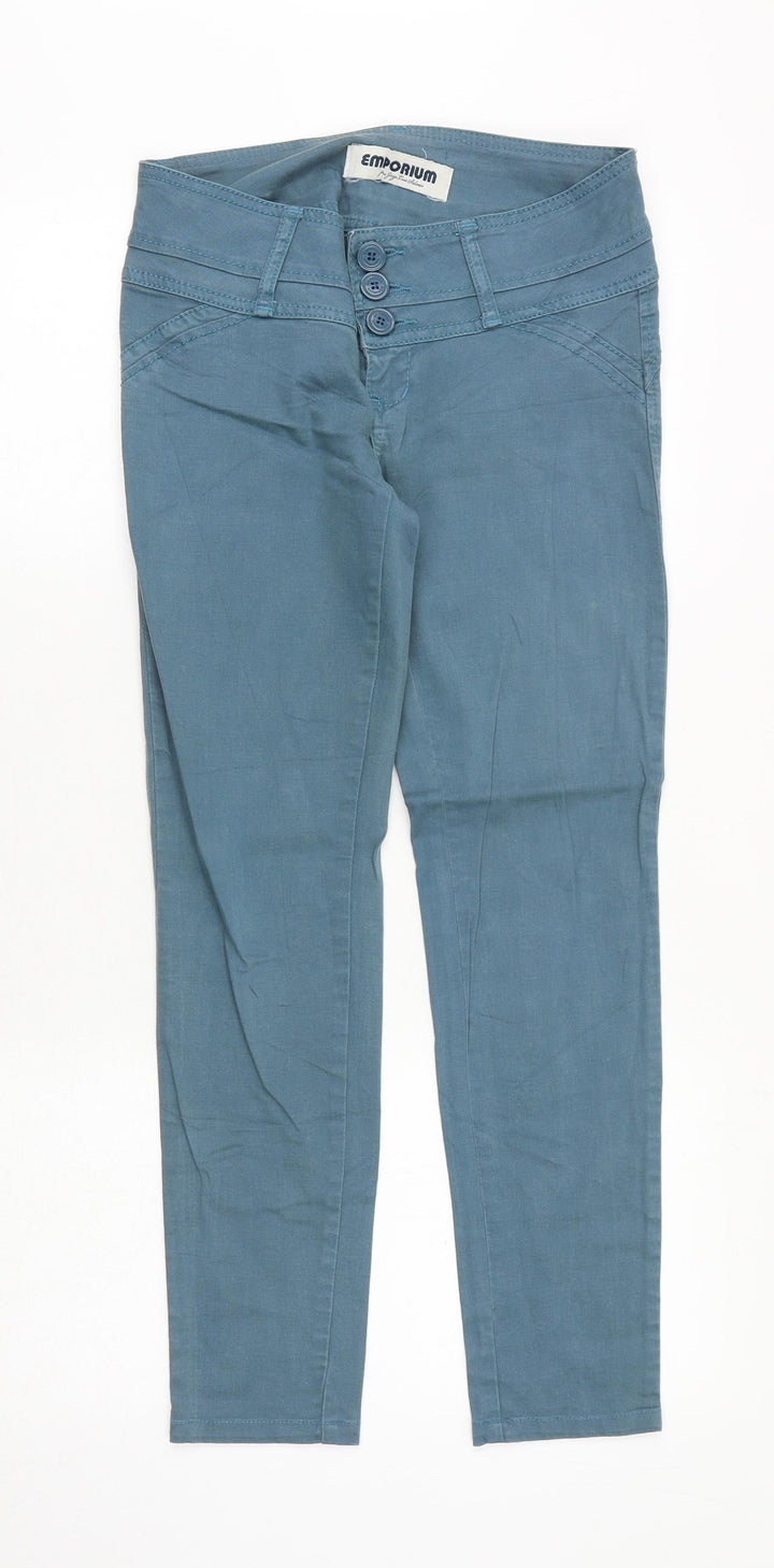 Emporium Womens Blue Cotton Straight Jeans Size 28 in Regular Zip