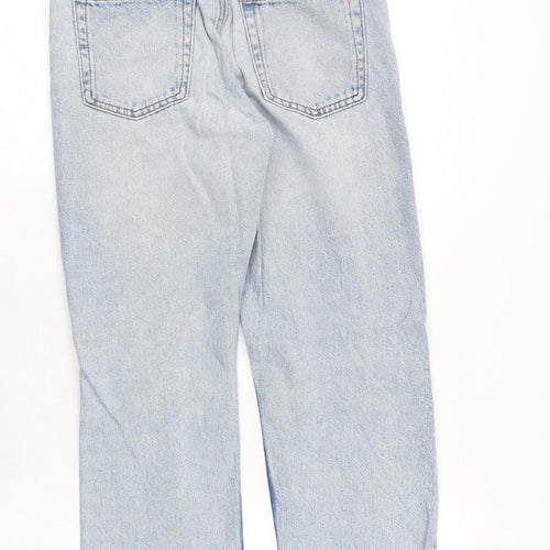 Monki Womens Blue Cotton Straight Jeans Size 28 in Regular Zip