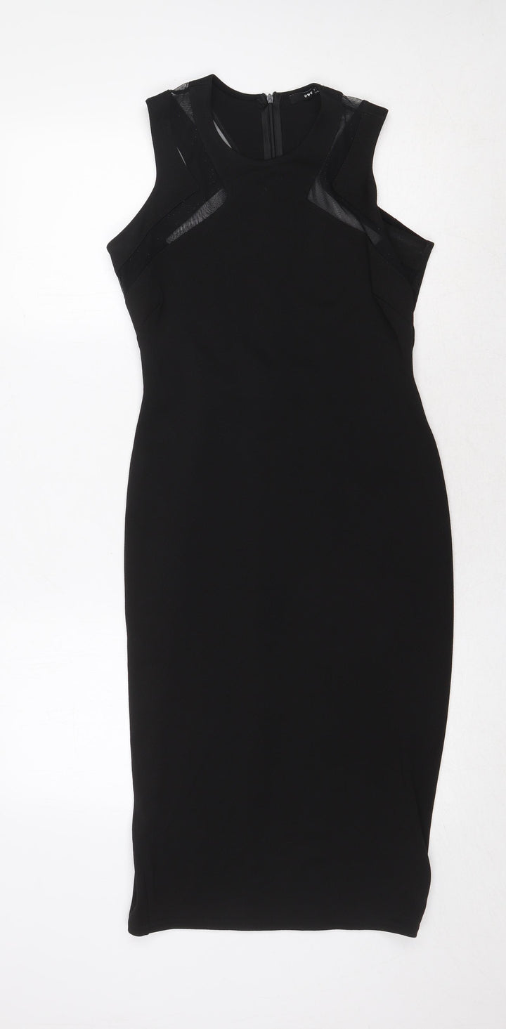 TFNC Womens Black Polyester A-Line Size L Round Neck Zip