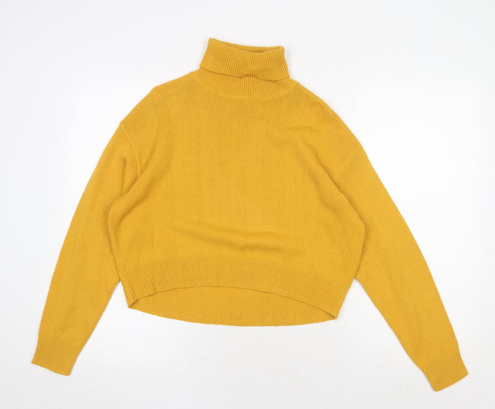 H&M Womens Yellow Roll Neck Acrylic Pullover Jumper Size XS