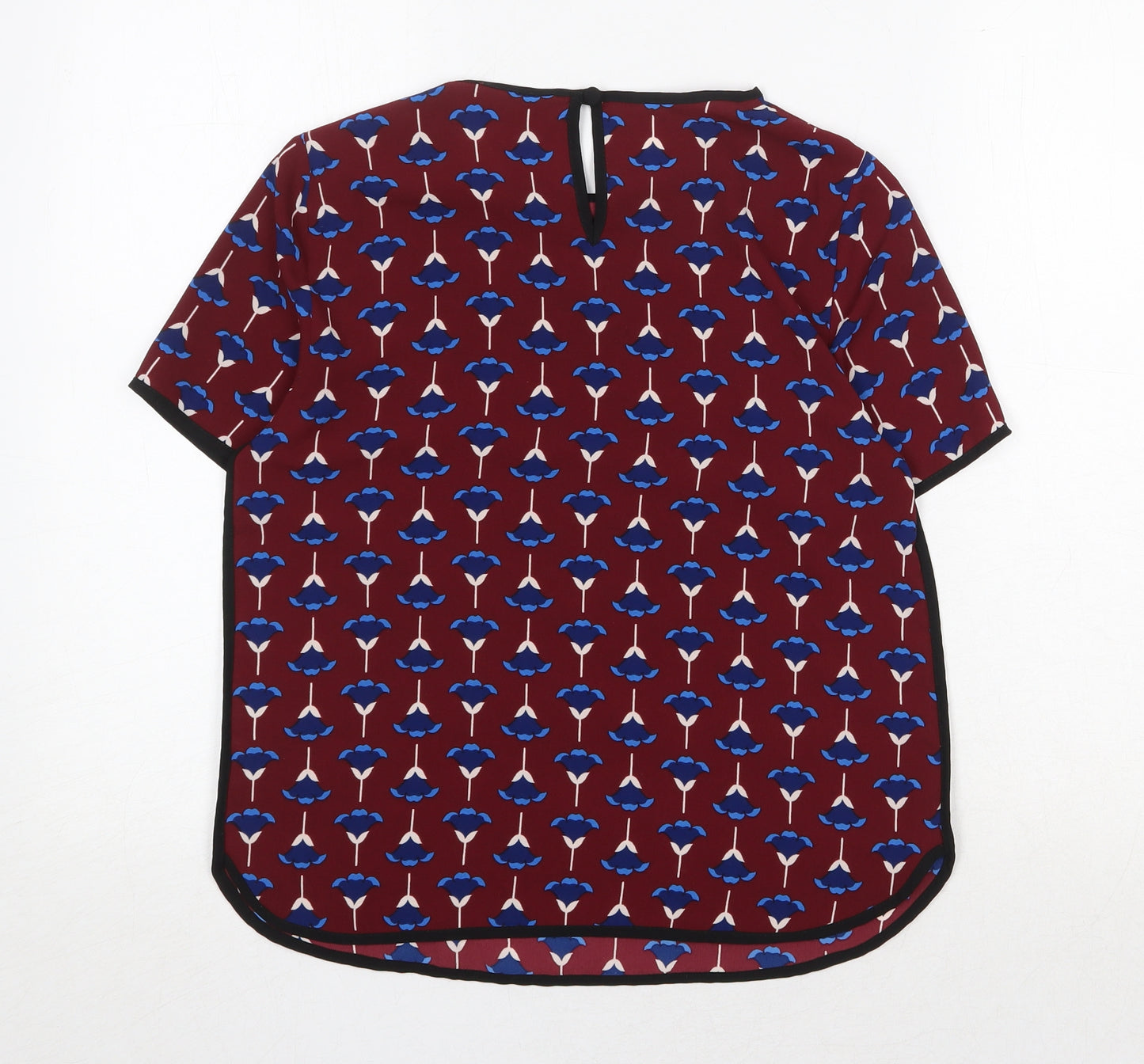 Dorothy Perkins Womens Red Geometric Polyester Basic Blouse Size 6 Round Neck