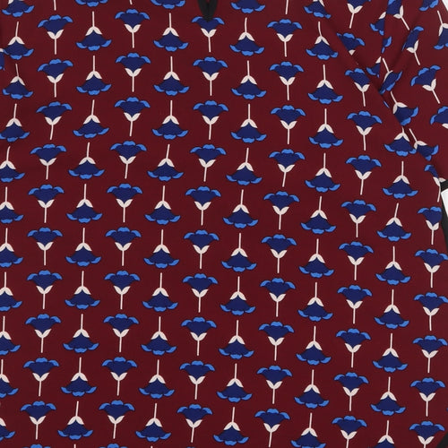 Dorothy Perkins Womens Red Geometric Polyester Basic Blouse Size 6 Round Neck