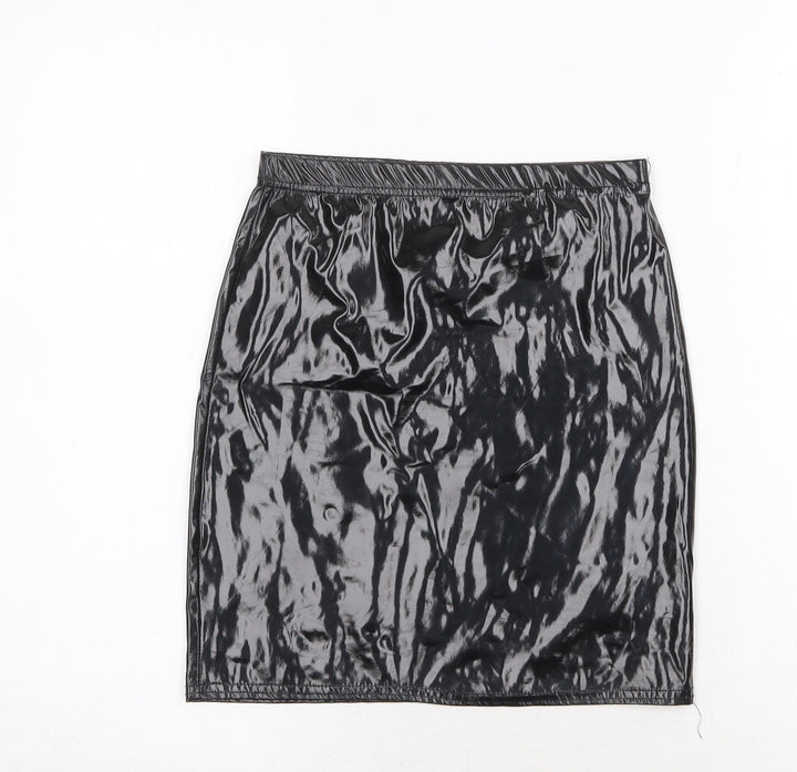 PRETTYLITTLETHING Womens Black Polyester Bandage Skirt Size 6