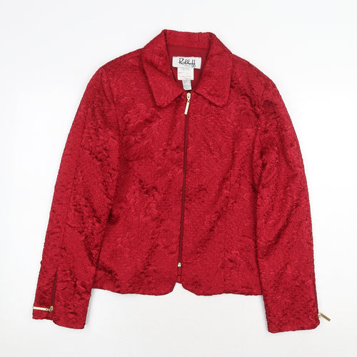 Rikkoff Womens Red Geometric Jacket Size 10 Zip
