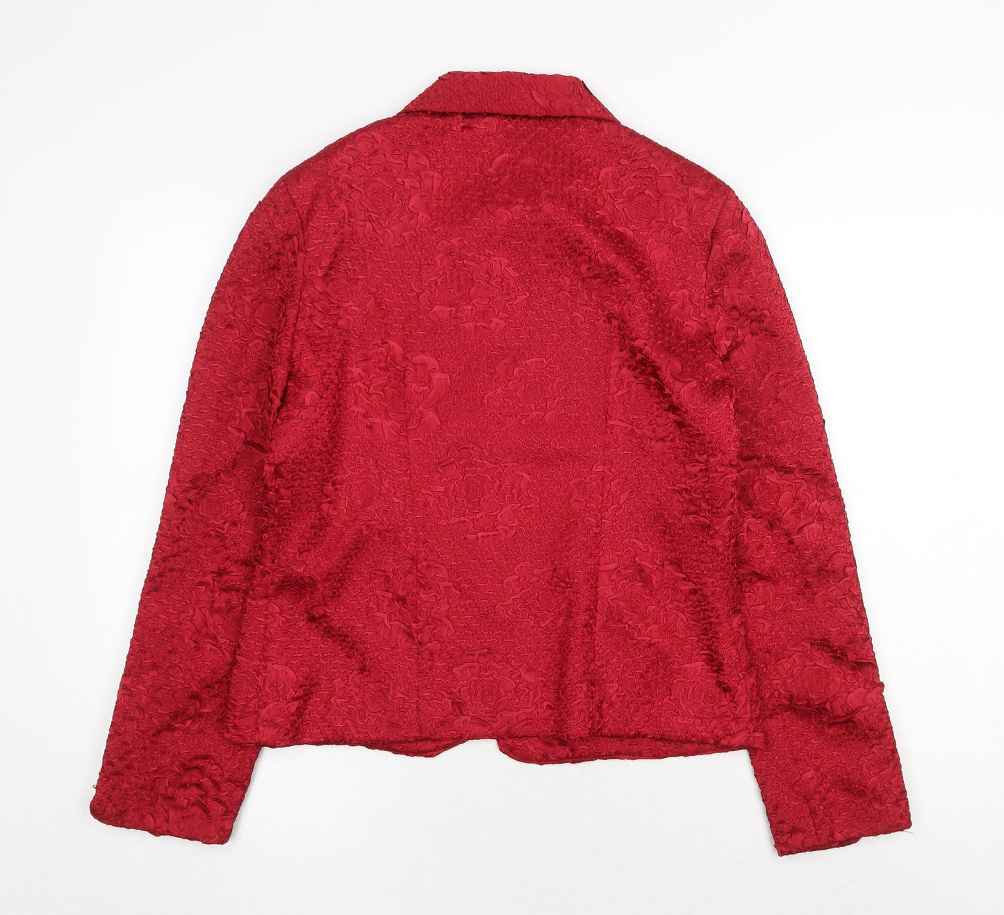 Rikkoff Womens Red Geometric Jacket Size 10 Zip