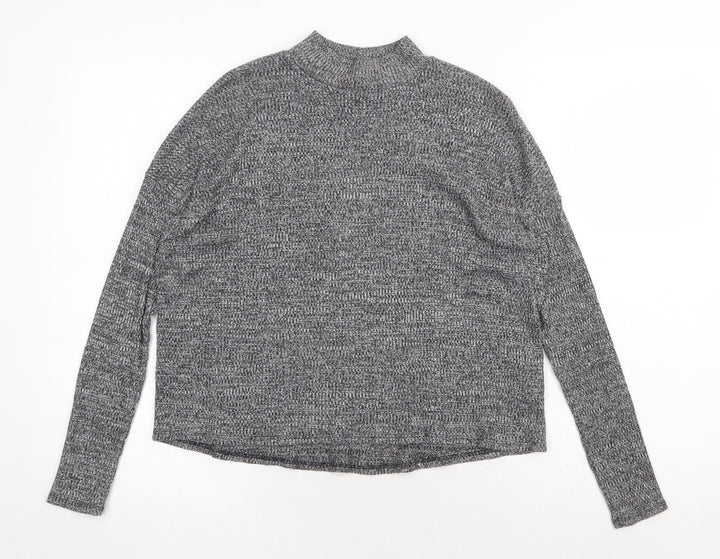 H&M Womens Grey Mock Neck Polyester Pullover Jumper Size XS