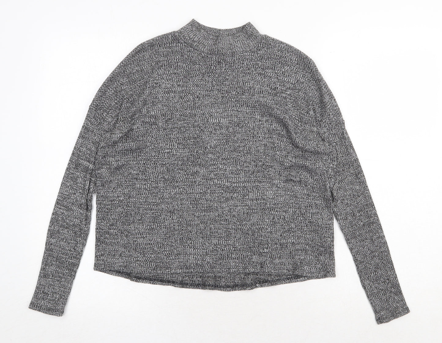 H&M Womens Grey Mock Neck Polyester Pullover Jumper Size XS