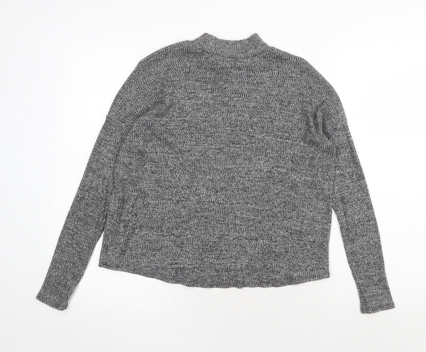 H&M Womens Grey Mock Neck Polyester Pullover Jumper Size XS